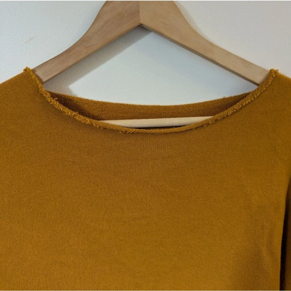 Anthropologie Tie Back Sweatshirt Tee Top Golden Mustard Yellow M Medium